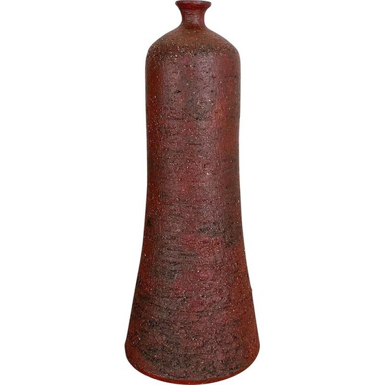 Image 1 of Vase vintage abstrait en céramique rouge Studio Pottery par Gerhard Liebenthron, Allemagne 1970