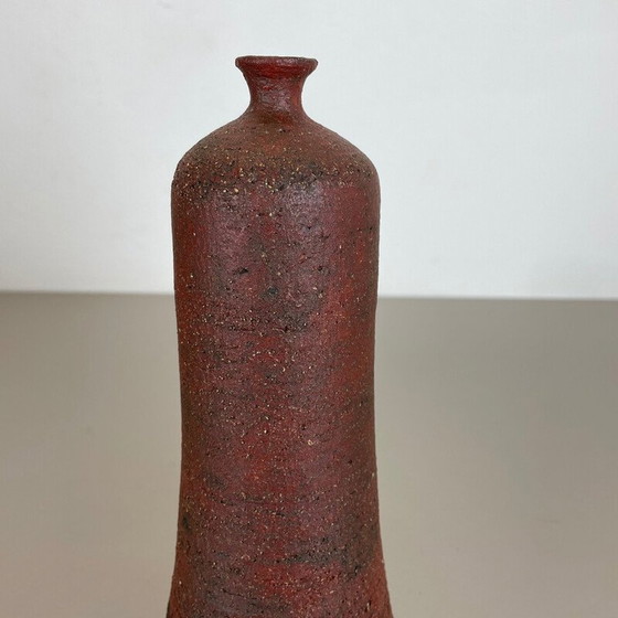 Image 1 of Vase vintage abstrait en céramique rouge Studio Pottery par Gerhard Liebenthron, Allemagne 1970