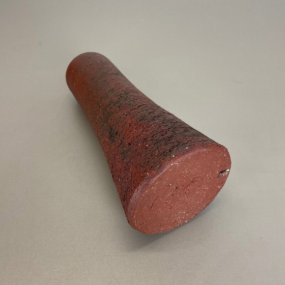 Image 1 of Vase vintage abstrait en céramique rouge Studio Pottery par Gerhard Liebenthron, Allemagne 1970