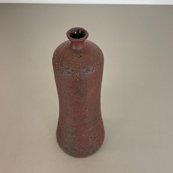 Image 1 of Vase vintage abstrait en céramique rouge Studio Pottery par Gerhard Liebenthron, Allemagne 1970