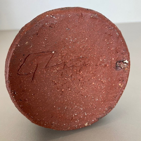 Image 1 of Vase vintage abstrait en céramique rouge Studio Pottery par Gerhard Liebenthron, Allemagne 1970