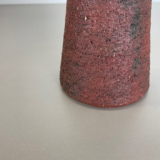 Image 1 of Vase vintage abstrait en céramique rouge Studio Pottery par Gerhard Liebenthron, Allemagne 1970