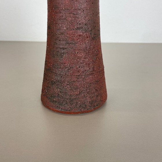 Image 1 of Vase vintage abstrait en céramique rouge Studio Pottery par Gerhard Liebenthron, Allemagne 1970