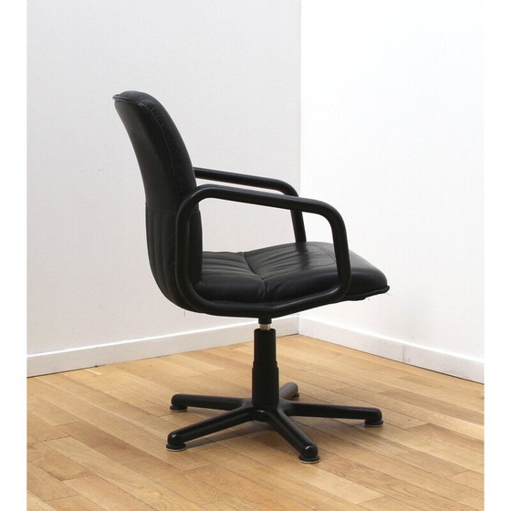 Image 1 of Fauteuil de bureau vintage Cider en plastique noir et cuir noir