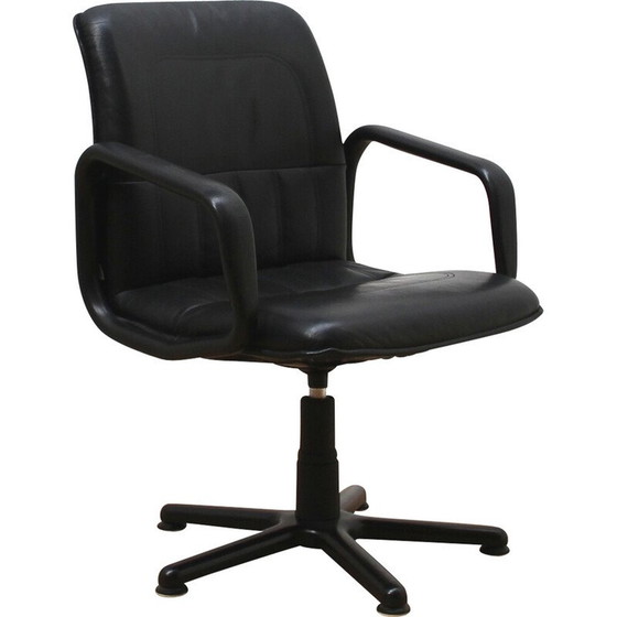 Image 1 of Fauteuil de bureau vintage Cider en plastique noir et cuir noir