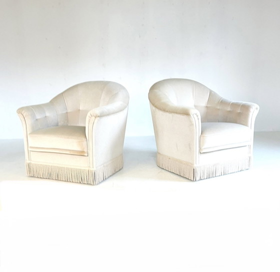 Image 1 of 2X Fauteuil Cocktail Velours Vintage '60s