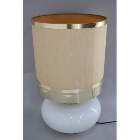 Image 1 of Lampe de table vintage en verre et laiton, Italie 1970