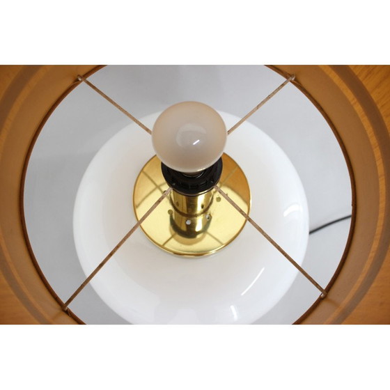 Image 1 of Lampe de table vintage en verre et laiton, Italie 1970