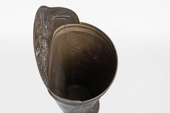 Image 1 of Porte-parapluies rustique orné en cuivre, France 1900