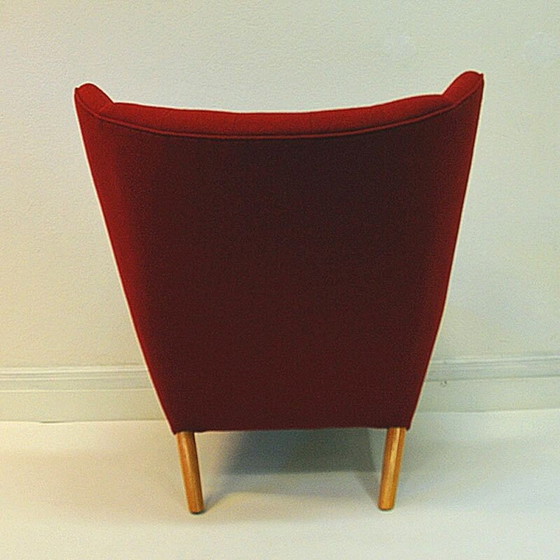Image 1 of Fauteuil scandinave vintage en laine rouge par Nanna Ditzel, 1950