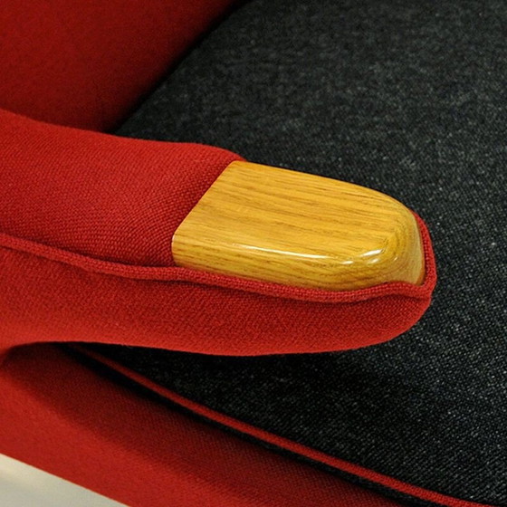 Image 1 of Fauteuil scandinave vintage en laine rouge par Nanna Ditzel, 1950