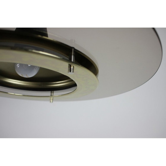 Image 1 of Lampe suspendue vintage en laiton et verre, Allemagne 1970