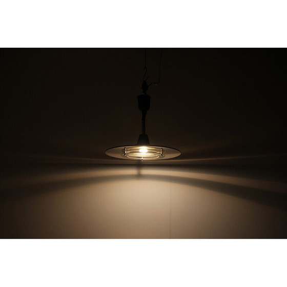 Image 1 of Lampe suspendue vintage en laiton et verre, Allemagne 1970