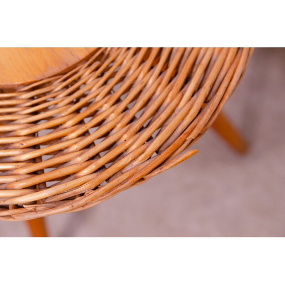 Image 1 of Tabouret vintage en rotin par Jan Kalous pour Úluv, Tchécoslovaquie 1960