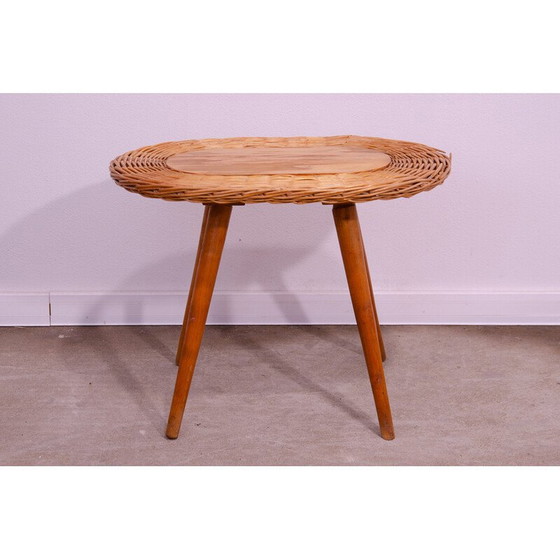 Image 1 of Tabouret vintage en rotin par Jan Kalous pour Úluv, Tchécoslovaquie 1960