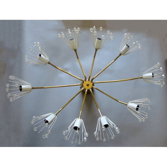 Image 1 of Lustre elliptique en laiton et verre par Emil Stejnar pour Rupert Nikoll, 1950s