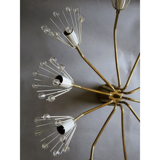 Image 1 of Lustre elliptique en laiton et verre par Emil Stejnar pour Rupert Nikoll, 1950s