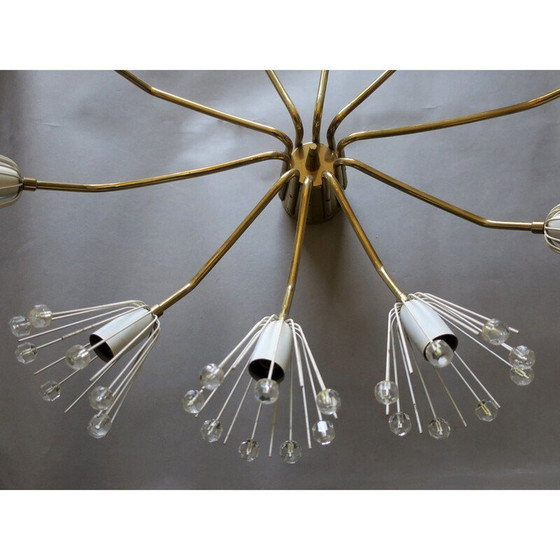 Image 1 of Lustre elliptique en laiton et verre par Emil Stejnar pour Rupert Nikoll, 1950s