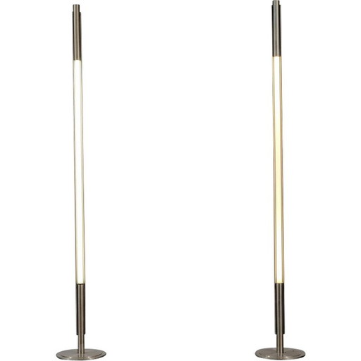 Paire de lampadaires vintage en métal argenté