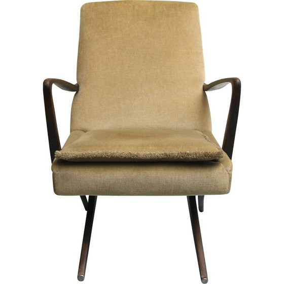 Image 1 of Fauteuil à ciseaux vintage en velours, années 1950