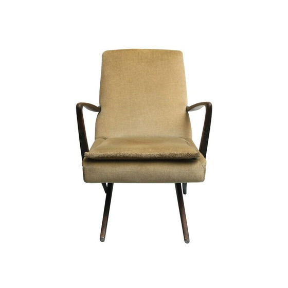 Image 1 of Fauteuil à ciseaux vintage en velours, années 1950