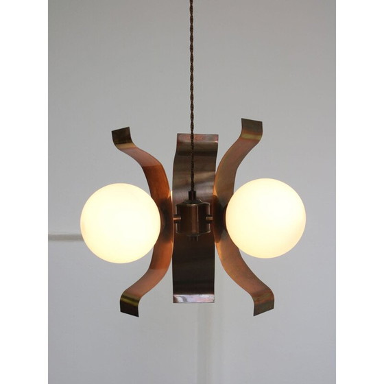 Image 1 of Lustre minimaliste vintage en cuivre, 1970