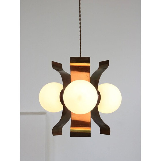 Image 1 of Lustre minimaliste vintage en cuivre, 1970
