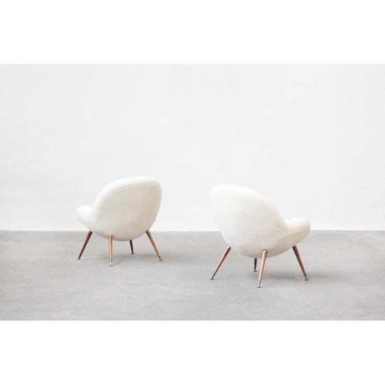 Image 1 of Paire de fauteuils vintage en crème blanche par Fritz Neth pour Correcta, Allemagne 1955