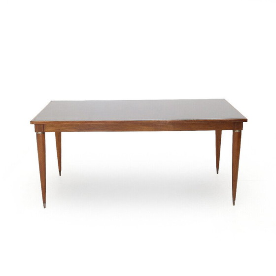 Image 1 of Table de salle à manger vintage en bois massif et laiton par Paolo Buffa pour Palazzi dell'arte Cantù, Italie 1950