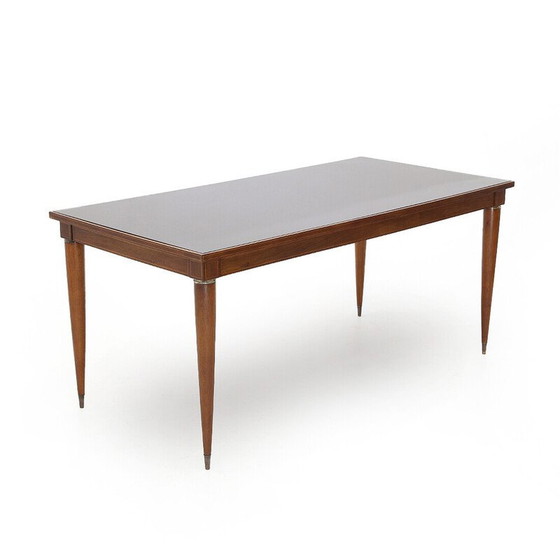 Image 1 of Table de salle à manger vintage en bois massif et laiton par Paolo Buffa pour Palazzi dell'arte Cantù, Italie 1950