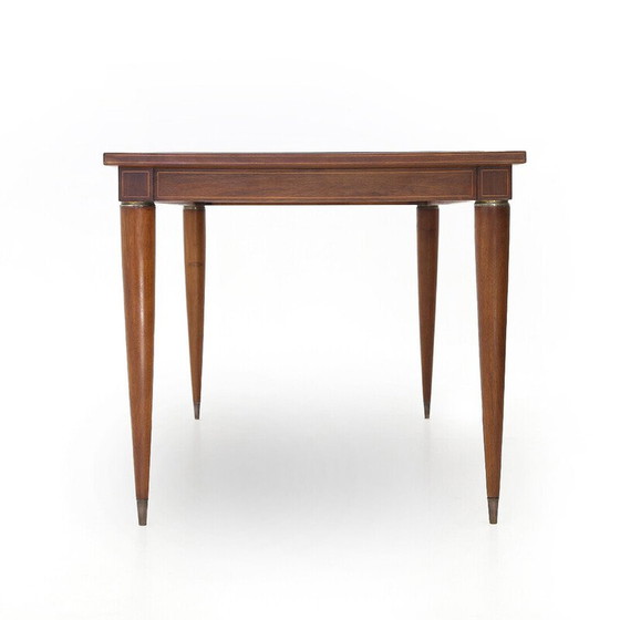 Image 1 of Table de salle à manger vintage en bois massif et laiton par Paolo Buffa pour Palazzi dell'arte Cantù, Italie 1950