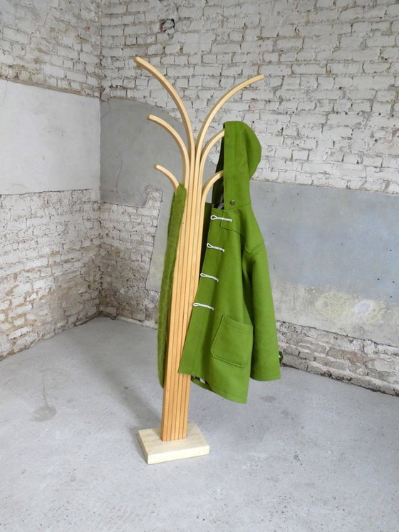 Image 1 of Porte Manteau Palmier En Bois & Travertin, 1970