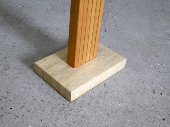 Image 1 of Porte Manteau Palmier En Bois & Travertin, 1970