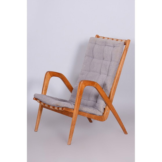 Image 1 of Fauteuil vintage en chêne gris par Jan Vanek, Tchécoslovaquie 1950