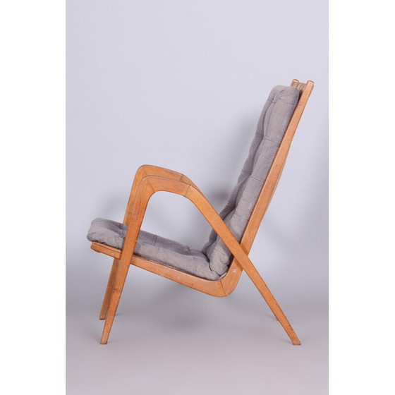 Image 1 of Fauteuil vintage en chêne gris par Jan Vanek, Tchécoslovaquie 1950