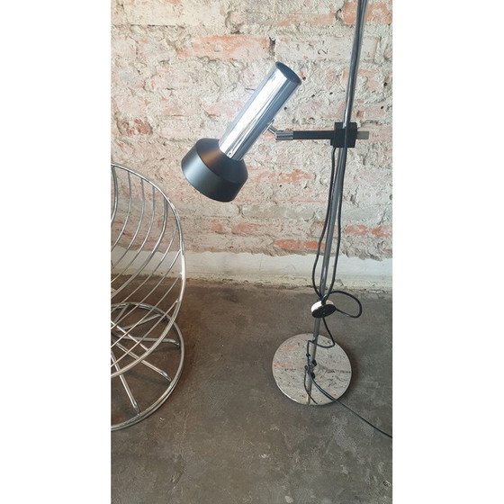Image 1 of Lampadaire vintage argent-noir, 1970