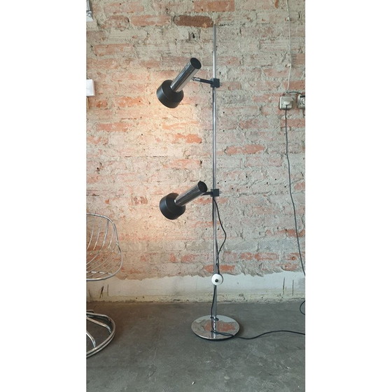 Image 1 of Lampadaire vintage argent-noir, 1970