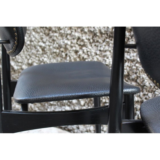 Image 1 of Paire de chaises de bureau Cassina en cuir noir, Italie 1950