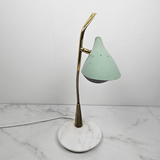 Image 1 of Lampe de table avec pied en marbre par Oscar Torlasco, Italie 1955