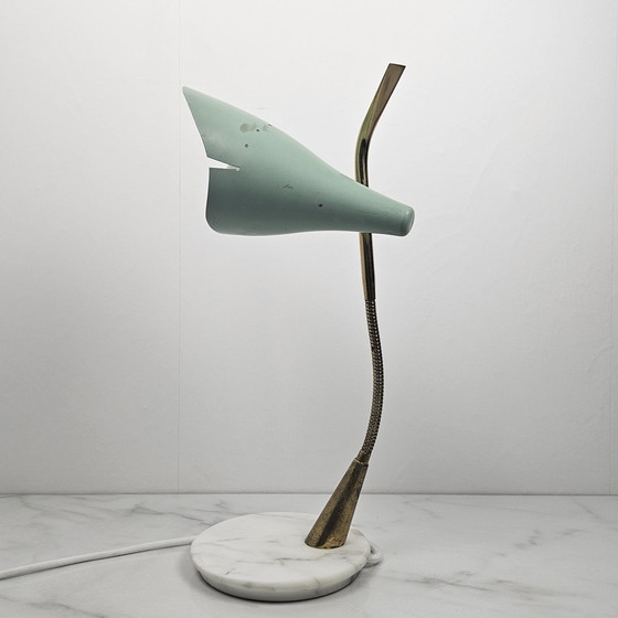 Image 1 of Lampe de table avec pied en marbre par Oscar Torlasco, Italie 1955