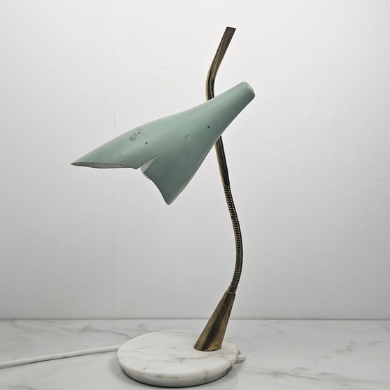 Image 1 of Lampe de table avec pied en marbre par Oscar Torlasco, Italie 1955