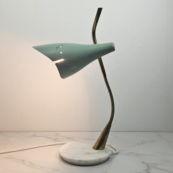 Image 1 of Lampe de table avec pied en marbre par Oscar Torlasco, Italie 1955