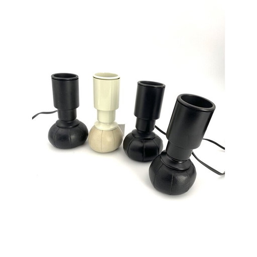 Ensemble de 4 lampes vintage blanches et noires Mod. 600C de Gino Sarfatti Arteluce, 1966