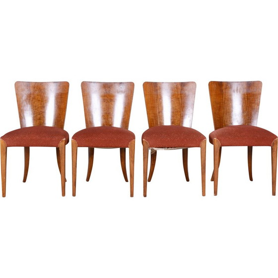 Image 1 of Ensemble de 4 chaises Art-Déco vintage en hêtre et noyer par Jindrich Halabala pour Up Zavody, Tchécoslovaquie 1940