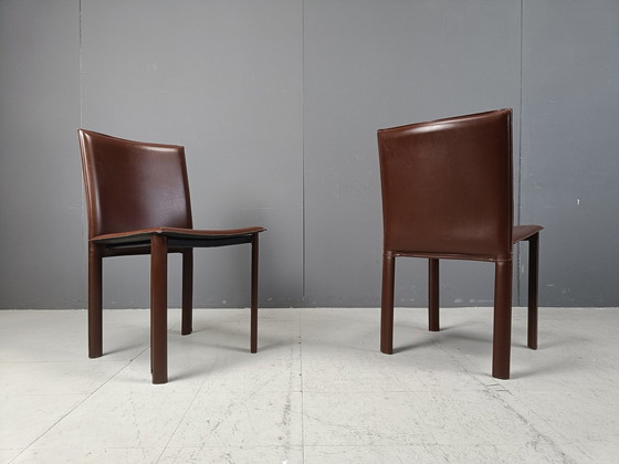 Image 1 of Chaises de salle à manger vintage en cuir marron, lot de 10