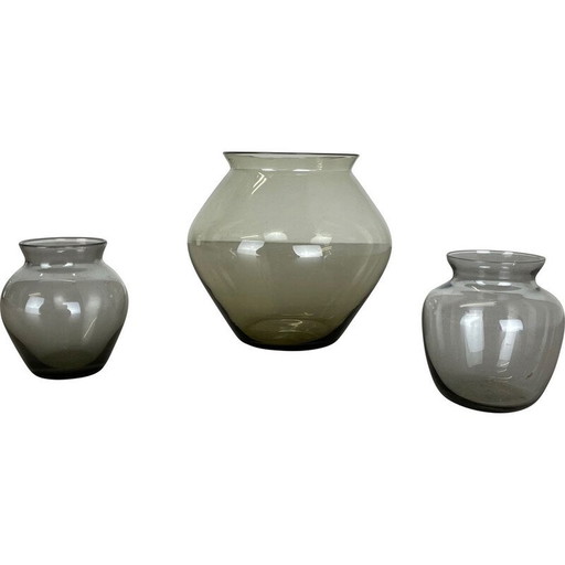 Ensemble de 3 vases vintage en turmaline par Wilhelm Wagenfeld pour Wmf, Allemagne années 1960