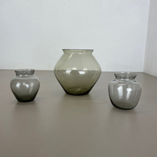 Ensemble de 3 vases vintage en turmaline par Wilhelm Wagenfeld pour Wmf, Allemagne années 1960