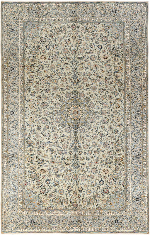 Tapis persan Kashan 4,90 X 3,10 Vert pistache Tapis d'orient nr.24610