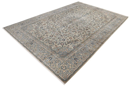 Tapis persan Kashan 4,90 X 3,10 Vert pistache Tapis d'orient nr.24610