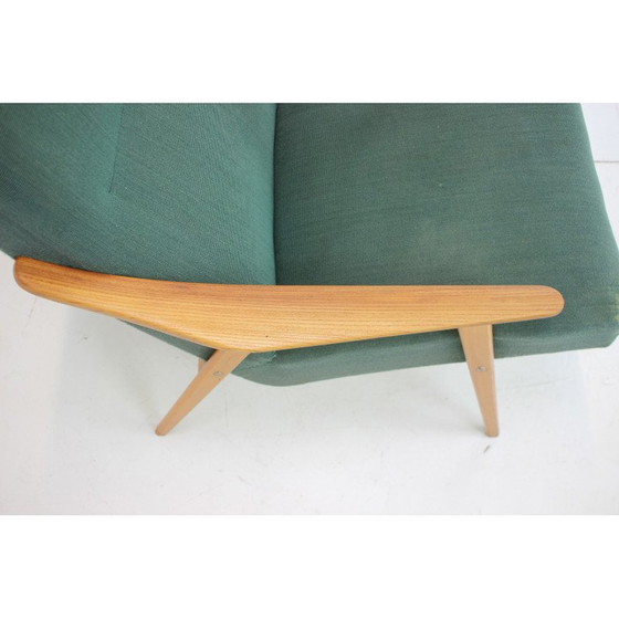 Image 1 of Paire de fauteuils en bois et tissu du milieu du siècle, Tchécoslovaquie, années 1960